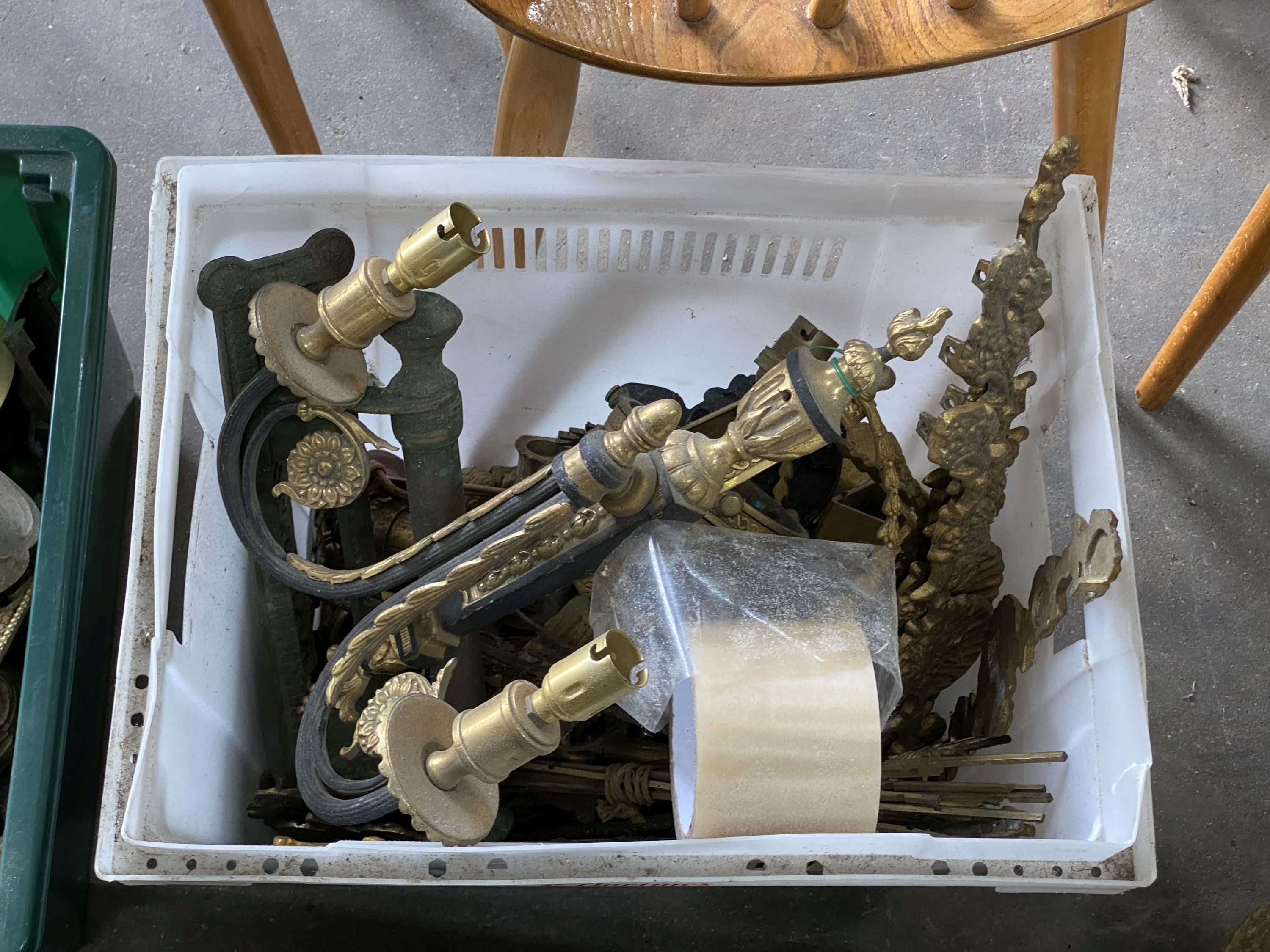 Three boxes of assorted metal mounts